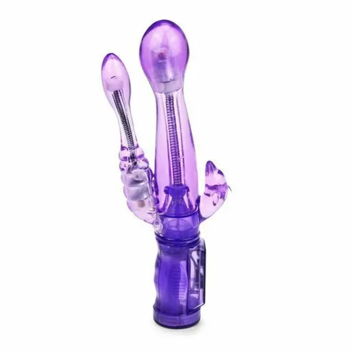 House Of Dasein Triple Pleasure Rabbit Vibrator Bdsm Spot Clitoris Stimulator Anal Plug - Purple - Long & Small Probe