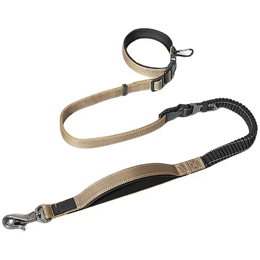 Hands Free Dog Leash for Walking Running with Safety Car Seat Belt Shock Absorbing Bungee Leash with Padded Handle(Brown)