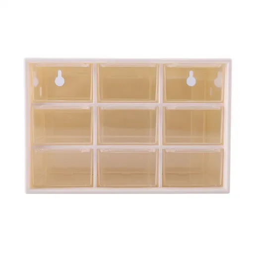 Portable Plastic 9 Lattice Mini Cabinets Drawer Jewelry Cosmetic Storage Box White