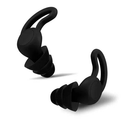 Silicone Reusable Ear Plugs for Sleeping, Snoring Swimming, Studying, Concerts, Noise Cancelling and Hearing Protection Black