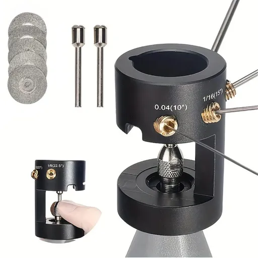 Electrode Sharpener Head Tool, 4 Accurate Angles(10°, 15°, 20°, 22.5°) & Adjustable Brass Guide Screw for 0.04"-1/8" Tungsten Electrodes Sharpener for Welding Accessories (4 Holes)