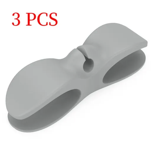 Silicone Cable Winder Organizer 3-Pack, Power Cord Holder, Wall Wire Clip, Data Cable Storage Clamp—Gray