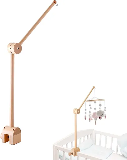 Playpen Mobile - Mobile Holder - Crib Mobile - Wooden Baby Mobile Holder - Wooden Musical Mobile Holder - Wooden Baby Mobile Holder - Wooden Playpen Mobile Holder - Baby Room Decoration - Adjustable Arm for Playpen - Easy to Mount - Adjustable - For