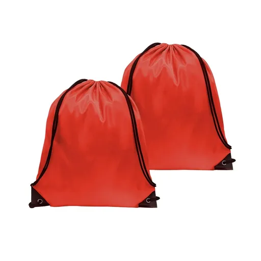 2Pcs Drawstring Backpack Gym Bag Cinch Bag Foldable Draw String Back Bag Sports Bag, Drawstring Bags for Gym,Sports,Travel(Red)