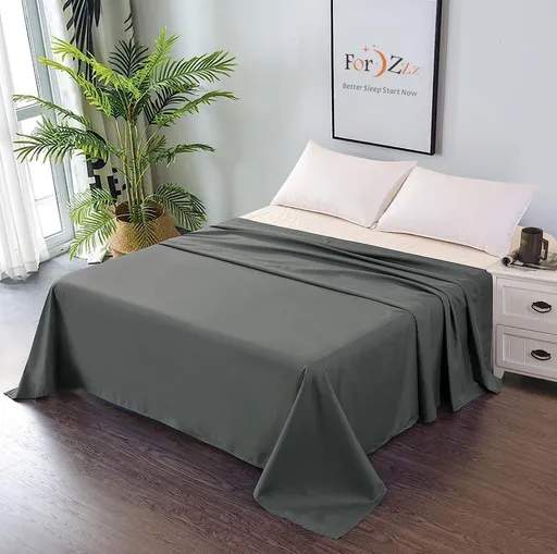 Elegant Comfort Premium Hotel Quality 1-Piece King Single Flat Sheet, Luxury and Softest 2000 Thread Count Bedding Flat Sheet(King Single,Dark gray)