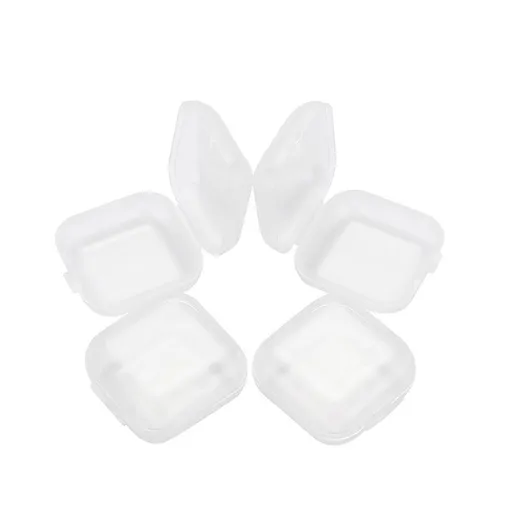 4pcs， Mini Clear Plastic Boxes Transparent Pills Case Square Jewelry Bead Containers Empty Earplugs Box for Storage Small Items