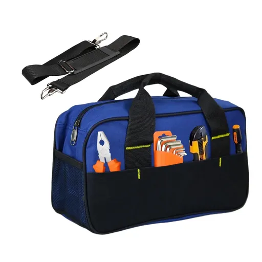 14 Inch Tool Bag for Men, Large Wide Mouth Tool Tote Bag, Zippered Handbag Tool Storage Organizer for Repairman Carpentry