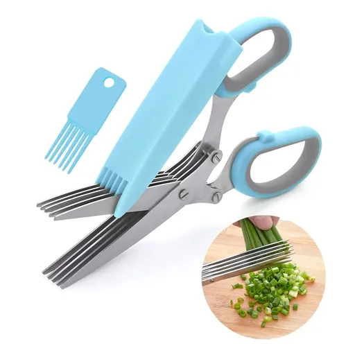 Salad Scissors with blades and Cover, Stainless Steel Herb Cutter Mincer for Salad, Basil, - Kitchen Gadget