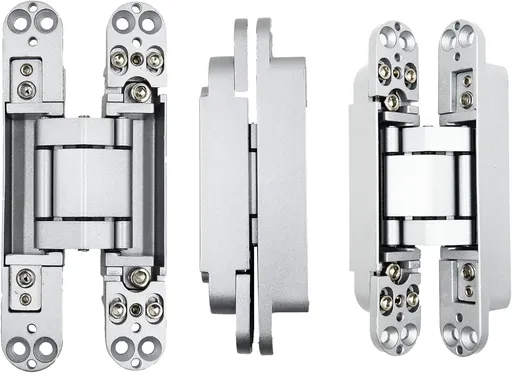 6inch Hidden Door Hinges Invisible Hinges Concealed Hinges Zinc Alloy 180 Degree Swing Hinge 3 Way Adjustable Butt Hinge 6 x 2.5 x 1 inch (Silver Pack of 3)