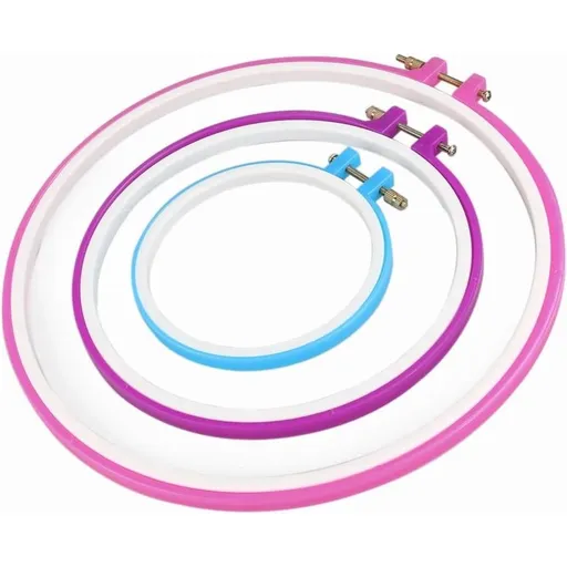 5PCS Adjustable Plastic Embroidery Hoop Set, Different Sizes for Cross Stitch and Fabric Painting Crafts