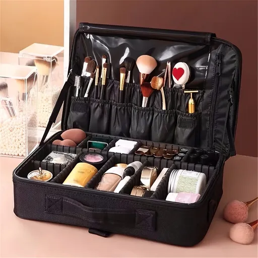 Professional Makeup Case: Flexible Zoning, Triple-tier Capacity, Your Hassle-free Travel Storage Partner.