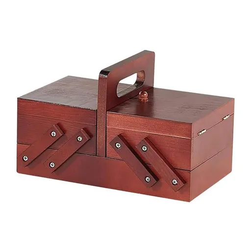 Wooden Sewing Box for Adults Beginners Sewing Kit for Adults Accessories Home Sewing Basket Stitching Repair Compartments Boxex for