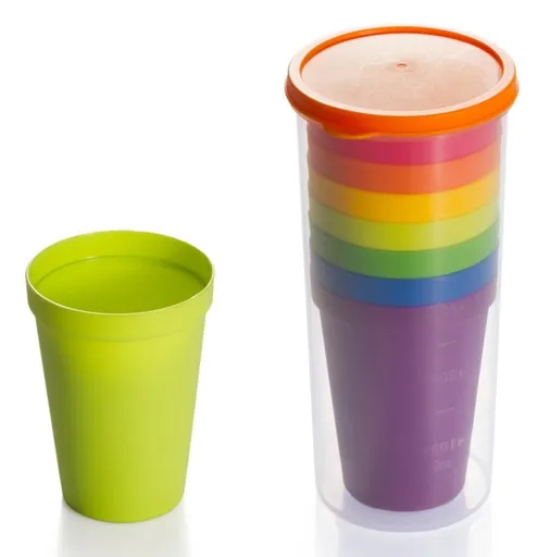 7oz Plastic Kids Cup Set of 8 Children Drinking Cups, Reusable Juice Tumblers, Unbreakable Toddler Cups Dishwasher Safe, Perfect