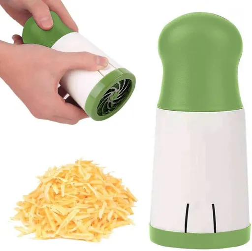 Manual Rotary Cheese Grater with Stainless Steel Blade for Parmesan, Chocolate, Nuts and Herbs, Easy-Clean Kitchen Tool, Green