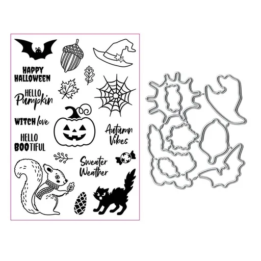 Halloween Clear Stamp Metal Cutting Dies Set for DIY Craft Making Embossing Photo Album Scrapbooking Home Decoration