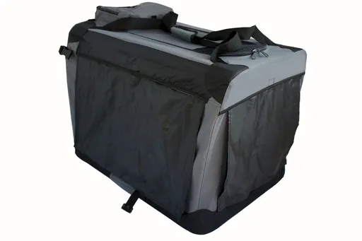 Soft-Sided Fabric Crate Medium Foldable With Curtain Grey