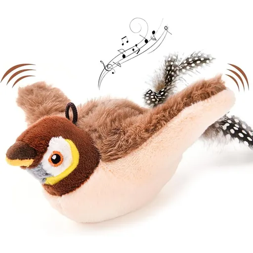 New Flying Bird Cat Toy, Rechargeable Toy with Simulated Chirping, Interactive Catnip Toys for Indoor Cats (No Flying Function)