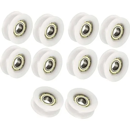 10 Pcs Ball Bearing U Shape Groove Guide Pulley Ball for Furniture White, 6x24x9mm