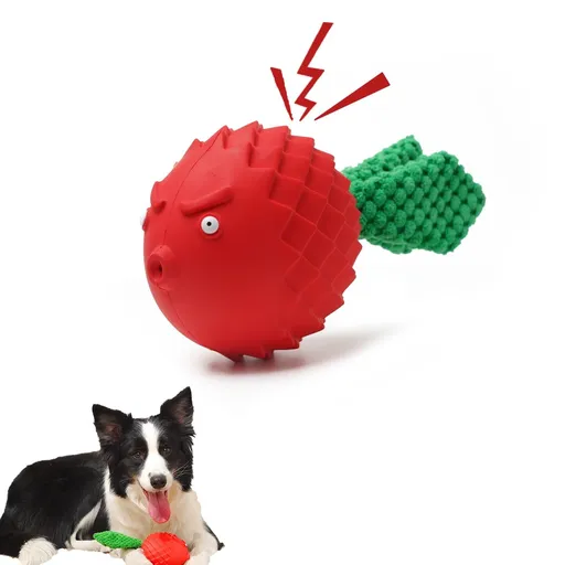 Blue Robot Dog Chew Toys for Aggressive Chewers, Rubber Dog Toys for Training and Teeth Cleaning, Durable Interactive (Red-Green)