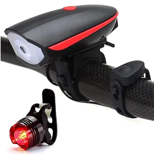 Rechargeable Bicycle Light Set with Horn, Super Bright,Easy Install,Fits All Mountain and Road Bikes, Far Visibility - Waterproof