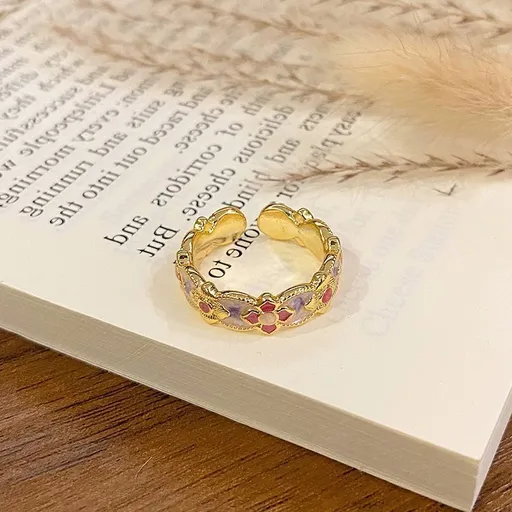 Versatile Enamel Pattern Open Finger Ring | Christmas Party Ornament | Light‑Luxury Adjustable Ladies Decor Band