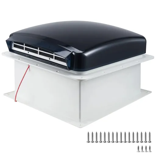 12V Caravan Roof Vent Fan with LED Light & Reversible Airflow – Waterproof Rain-Proof Hatch Exhaust Fan with Screen for RV, Motorhome & Campervan Shower