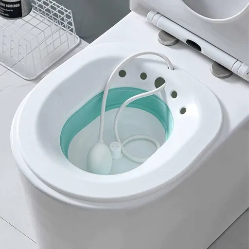 Sitz Bath for Hemorrhoids, Sitz Bath for Toilet Seat, Postpartum Care, Perineum Relief, Sits Bath Kit for Women,Collapsible Storage, Wide Seat,Easy to Store