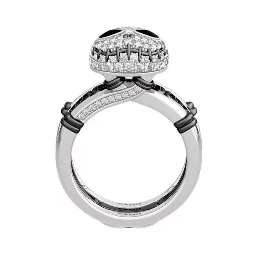 Skull Cute Halloween Rings Christmas Ring Black and White Nightmare Before Christmas Ring 2 in 1 Skeleton Rhinestone Finger Rings