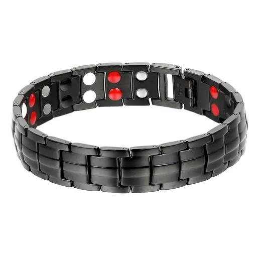 Wide Mens Punk Rock Stainless Steel Black Ceramic Bangle Bracelet for Biker,Black,White Tone 8.7 Inch