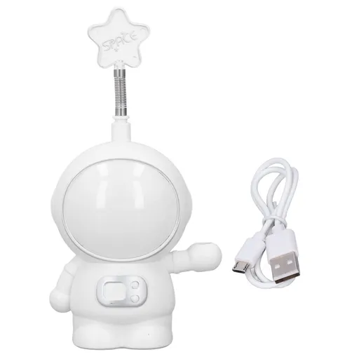 LED Desk Lamp 2 Lighting Modes Eye Protection USB Charging Astronaut Night Light with Pencil Sharpener for Home DeskWhite