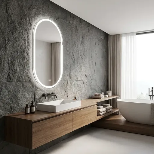 Interior Ave - 50 x 100cm Oval Frameless LED Bathroom Mirror