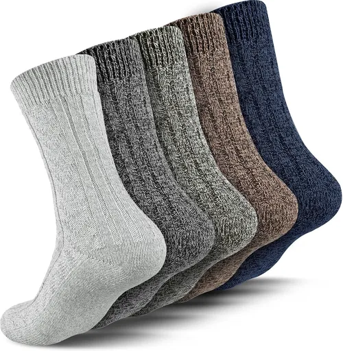 5 Pairs Men's Wool Socks, Wool Hiking Socks, Winter Thick Thermal Soft Warm Sock Cozy Boot Sock Gifts for Men