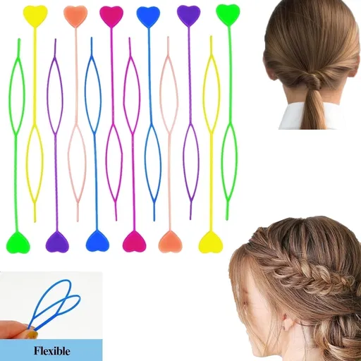 20Pcs Quick Beader for Loading,Quick Hair Beader Tool,Plastic Ponytail Maker,Elastic Hair Braiding Set,Automatic Threader Braid Loop for Women Plait Styling Accessories Supplies (Multicolore)