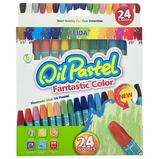 24x Mini Crayons Arts Crafts Colouring Drawing Non-Toxic Pens Pastels (Multi-Colours)