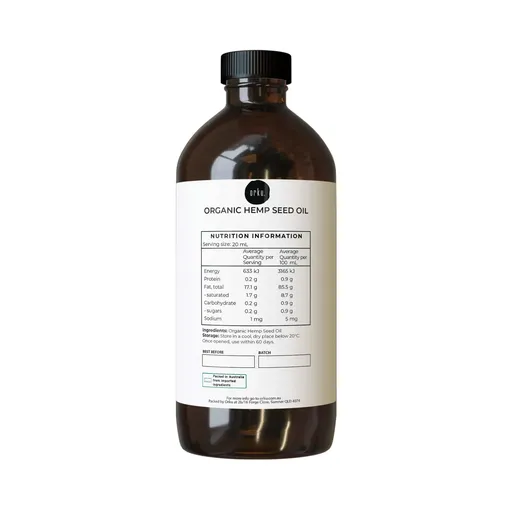 Orku 500ml Organic Hemp Seed Oil - Cold Pressed Food Grade Oils