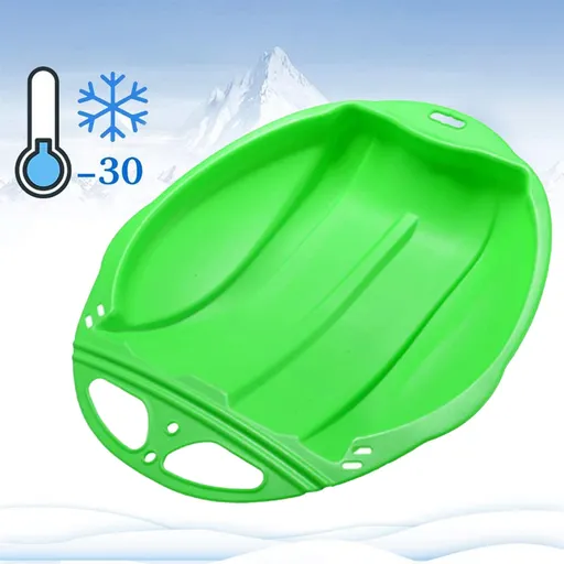 Round Snow Sled Disc, durable PP plastic sand slider and winter ski pad with non slip deep seat for snow grass and sand, Green, supports up to 100 kg