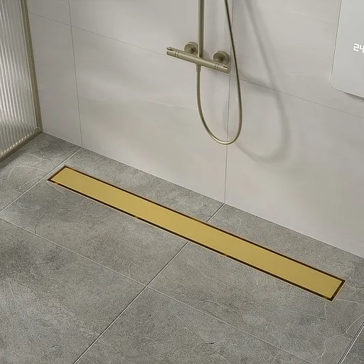 Tile Insert Shower Grate – 80cm Brass Drain with Centre Outlet