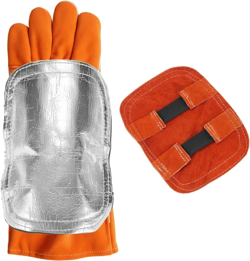 Hand Heat Shield Welding Gloves, Heat Split Leather Welding Hand Pad for Industrial Boiler Cutting