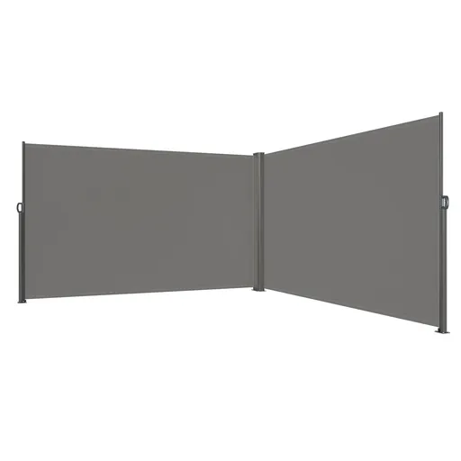 Retractable Side Awning, 160X600cm Aluminum Outdoor Privacy Screen, 280g Polyester Water-proof Retractable Patio Screen, UV 30+ Room Divider Wind Screen for Patio, Backyard, Balcony, Gray