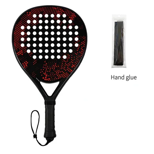 Padel Racket Carbon Fiber Lightweight Control EVA Core | Comfort Grip for Beginner & Intermediate Players（Red and black wave point single shot）
