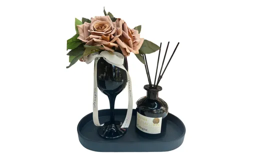Fragrance Diffuser Tray Set Modern Design 26CM x 14CM x 30CM Black