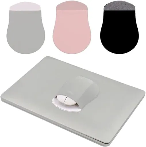 3-pack adhesive mouse bags, reusable adhesive, gray, black, and pink, ultra-thin mouse stand, suitable for computers, laptops, offices, and homes.
