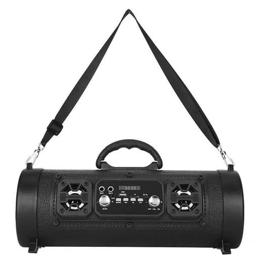 Portable Wireless Speaker FM Radio USB TF Playback AUX Input Microphone Support 2000mAh Battery Black