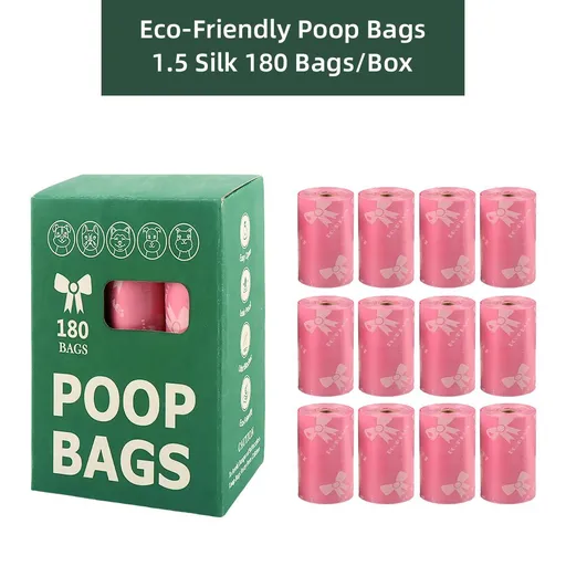 Dog Poop Bags Thickened Leak-Resistant 22 x 30cm Pink 12 Rolls 180 Bags Easy-Tear
