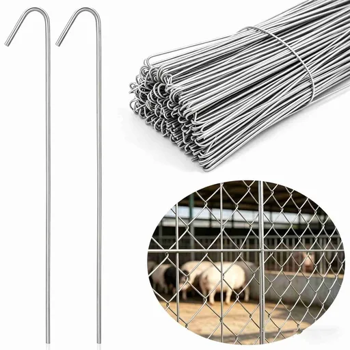 50Pcs Chain Link Fence Wire Ties, 7.87 9 Gauge Heavy Duty Aluminum Ties Hook for Chain Link Fence, Posts, Rails, Dog Kennel Repair, Silver