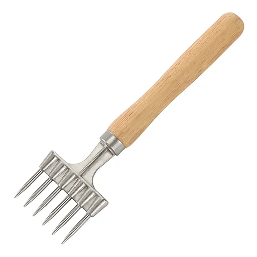 Ice Pick with Wooden Handle, 6 Fork Silver Stainless Steel Ice Crusher for Ice Breaking at Home and Bar (6 Fork)