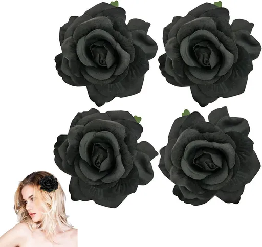 Luxury Hair Clips - 4 Premium Hair Clips - Flower Hair Clip - Women's Hairpins - Large Hair Clips - Hair Claw - Hair Clip - Hair Clip - Retro - Elegance - Add Charm - For Women - Gift for Woman - Black
