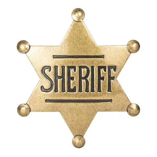 METAL SHERIFF BADGE ASSORTED COLOURS - Bronze