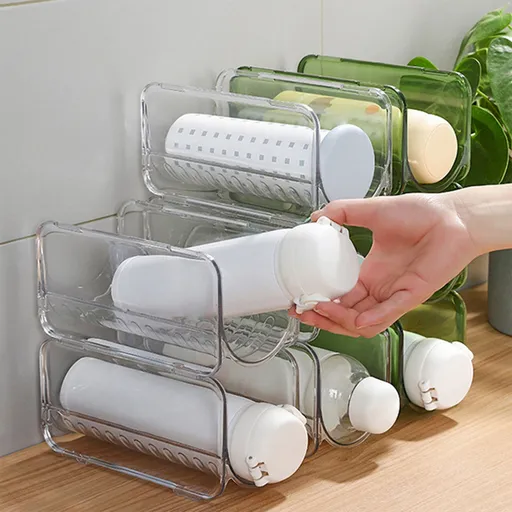 Wine Rack Water Bottle Organizer Sodas Can Organizer,Stackable Cabinet Organizer Bottle Plastic Water Bottle Holder Can Organizer for Countertop,Table Top,Pantry,Fridge E