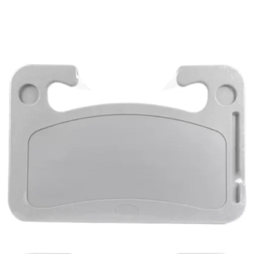 Grey Multi-Functional Car Steering Wheel Tray - Portable Auto Desk for Eating, Laptop, and Drink Holder (42x28CM)